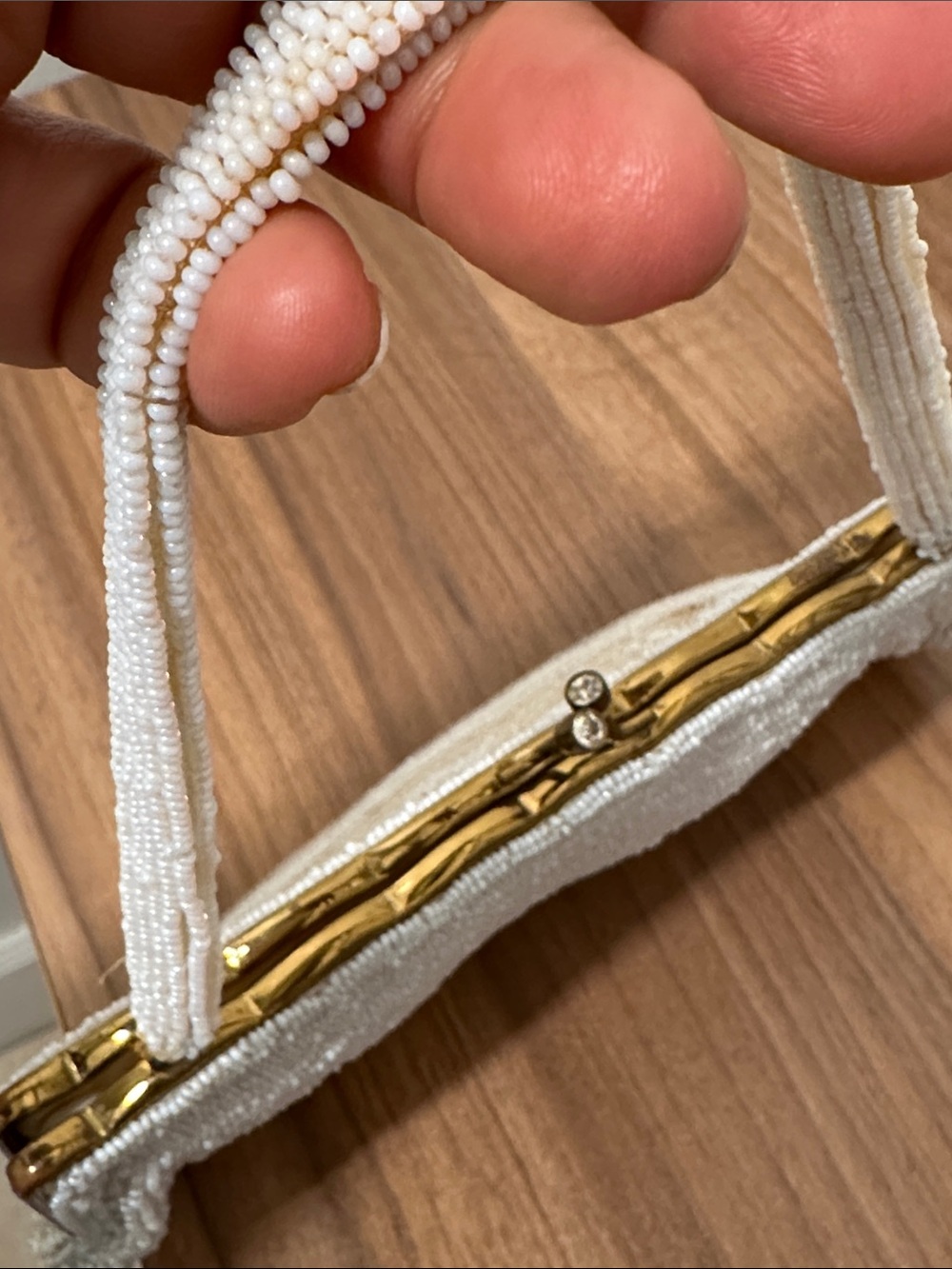 Vintage Beaded Ivory Evening Clutch - Picture 4 of 10